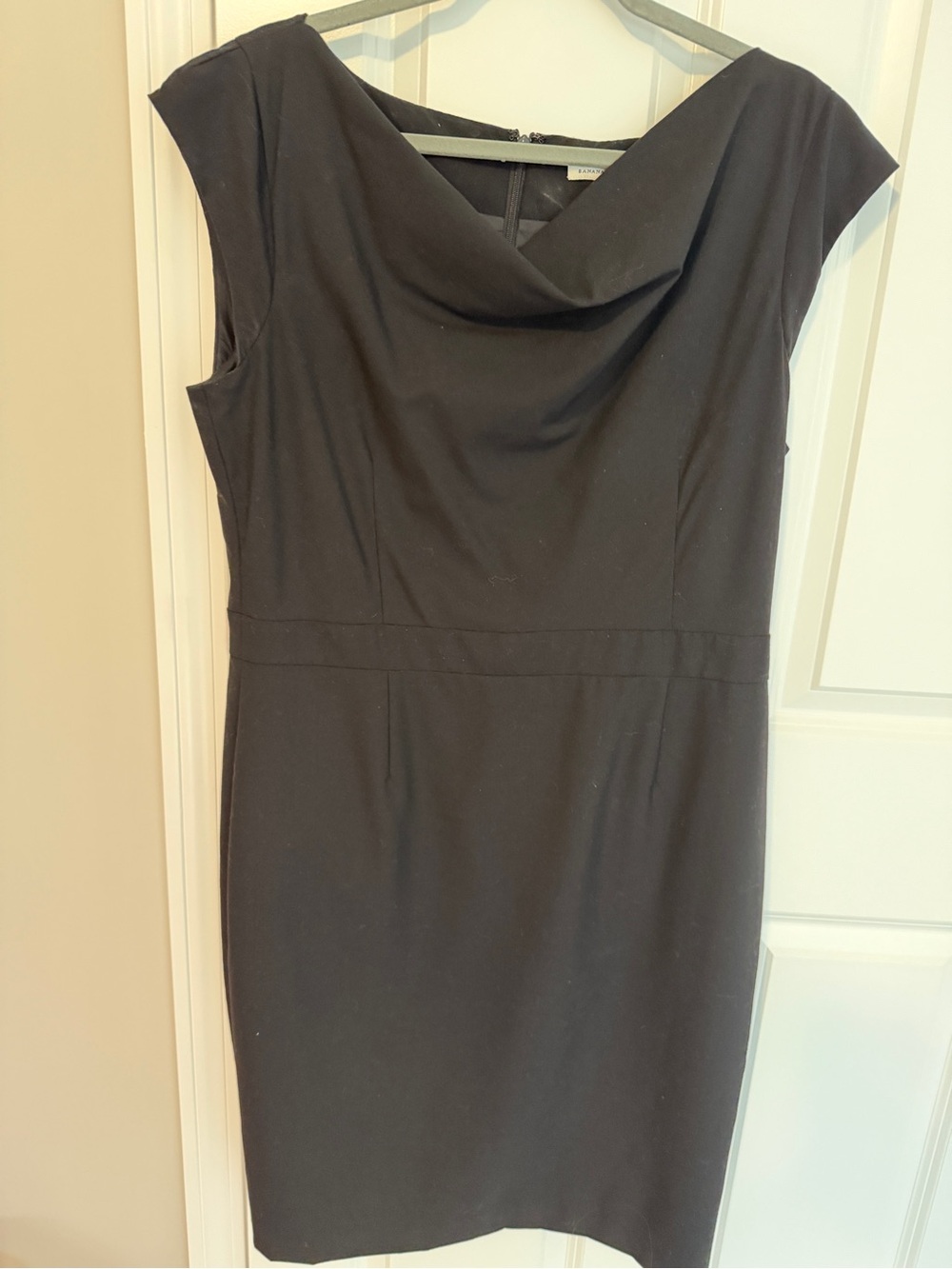 Calvin Klein Black Cowl Neck Midi Sheath Dress